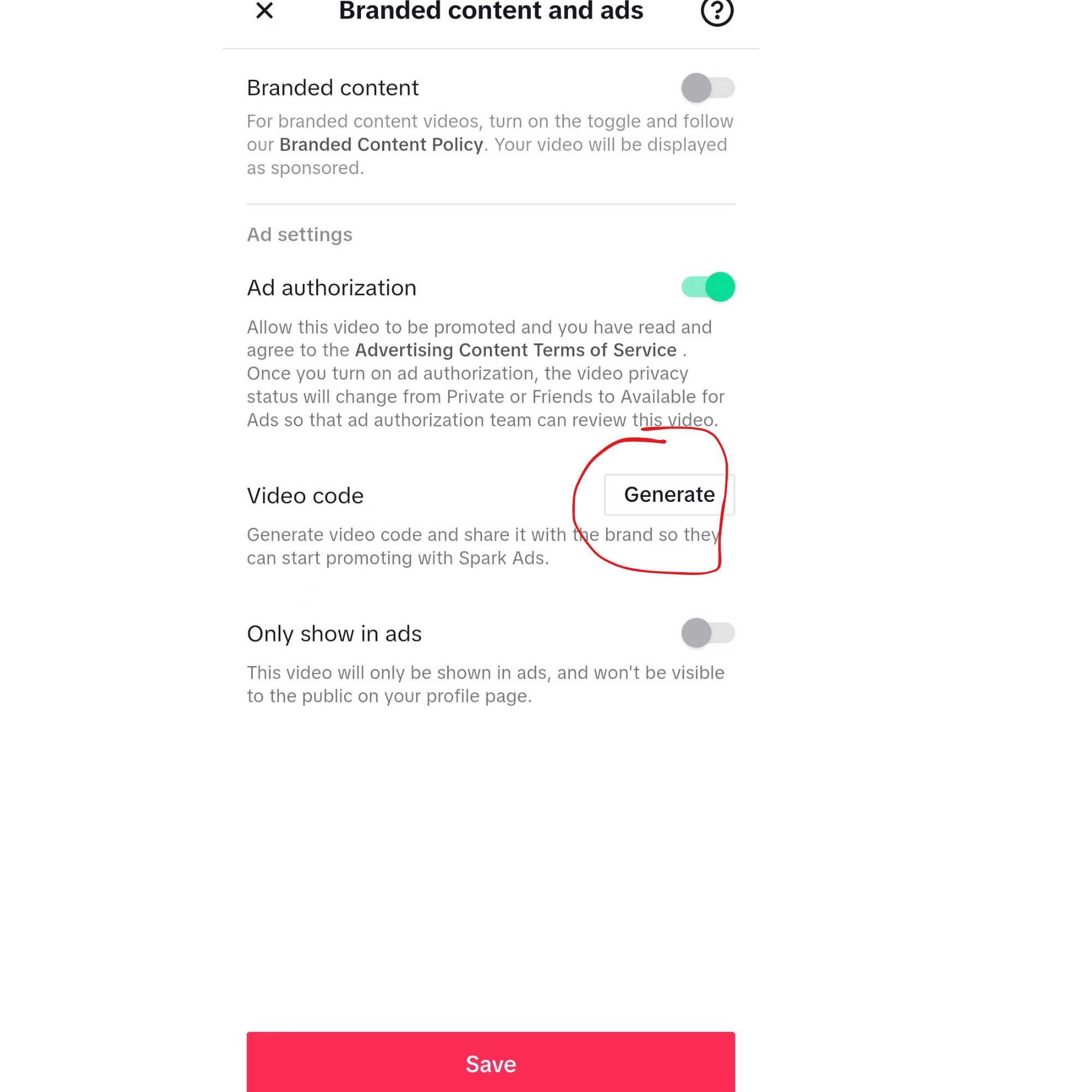 How to get the AD AUTHORIZATION code in TikTok
