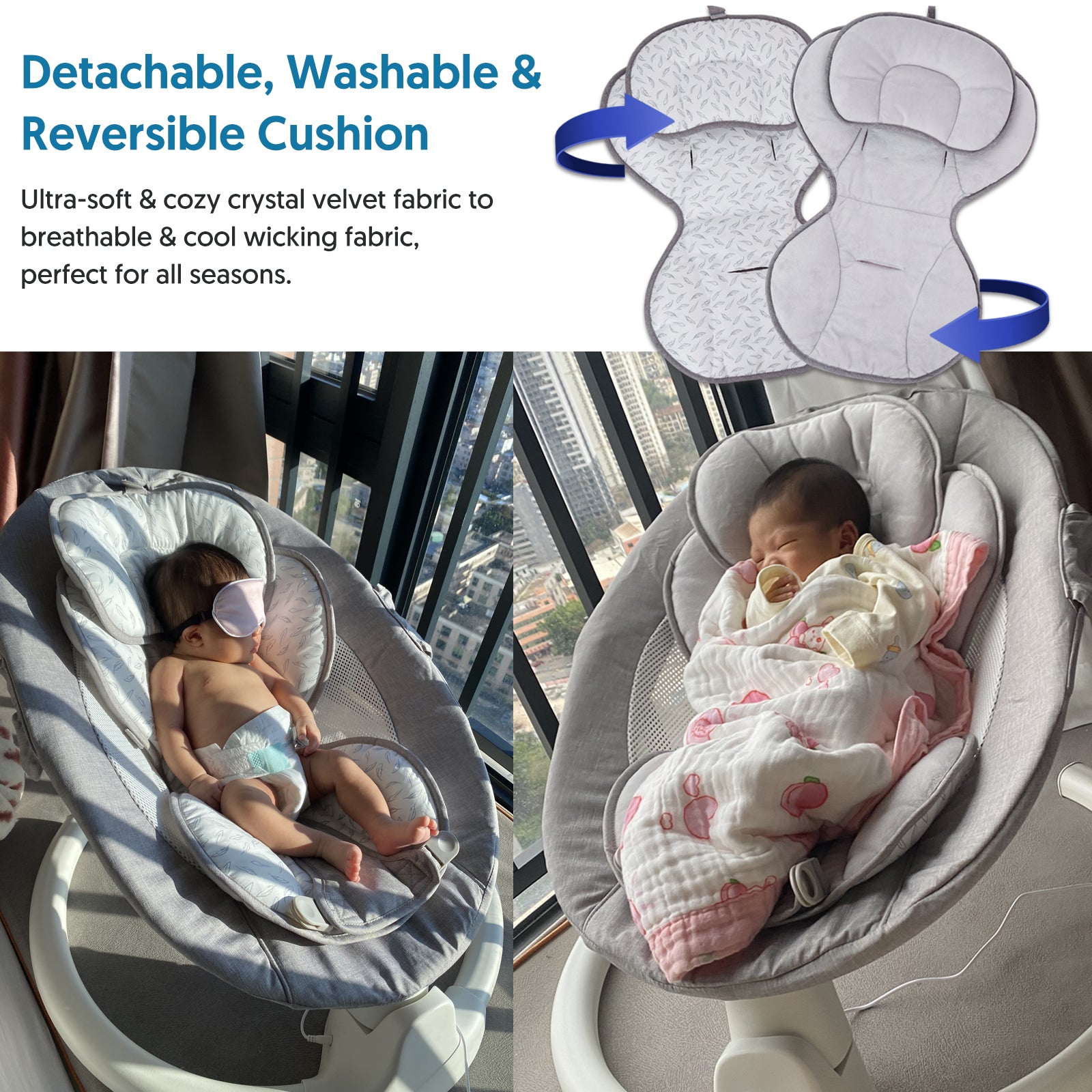 Bluetooth Baby Swing for Infants Compact Portable Baby Rocker 3 Se Bellababy