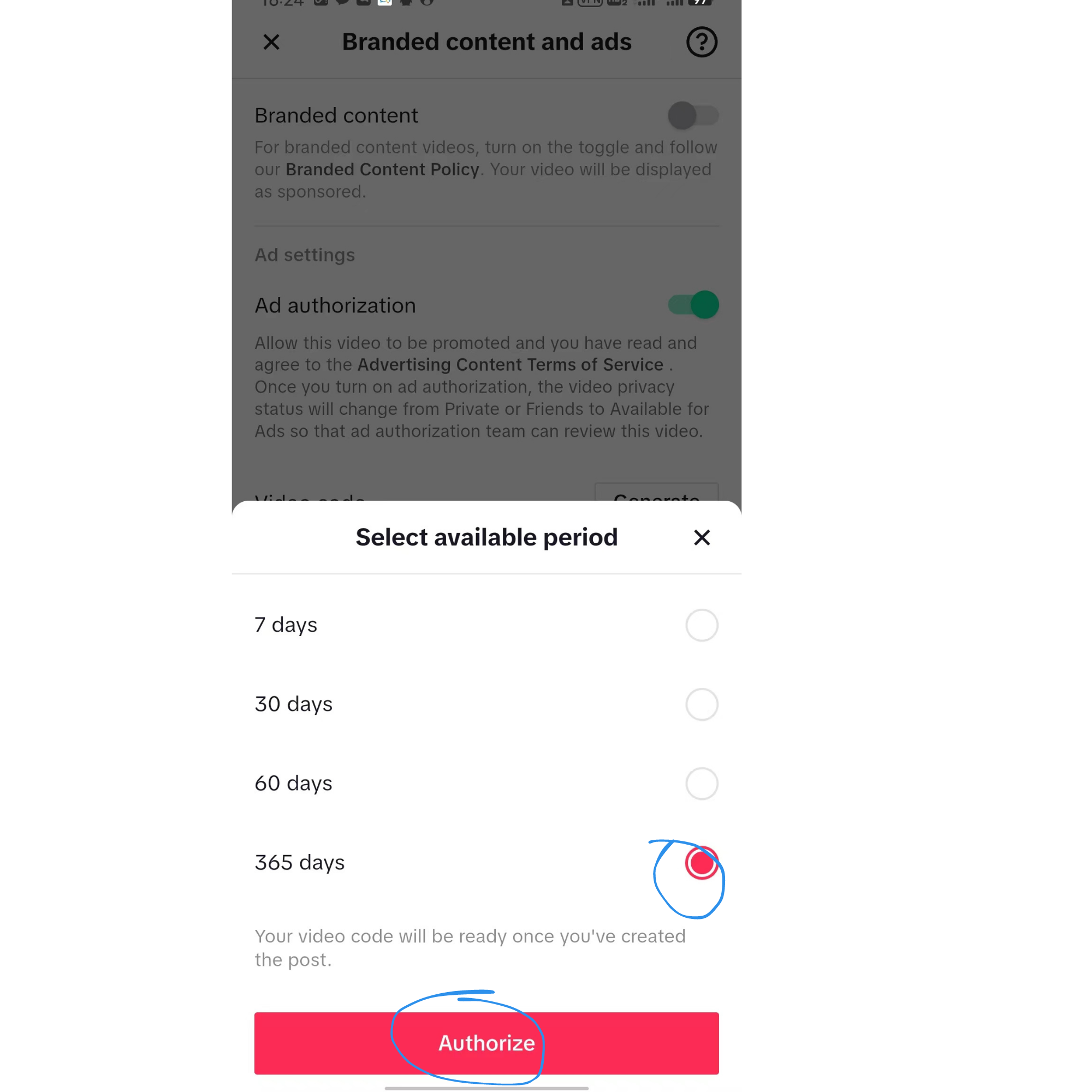 How to get the AD AUTHORIZATION code in TikTok