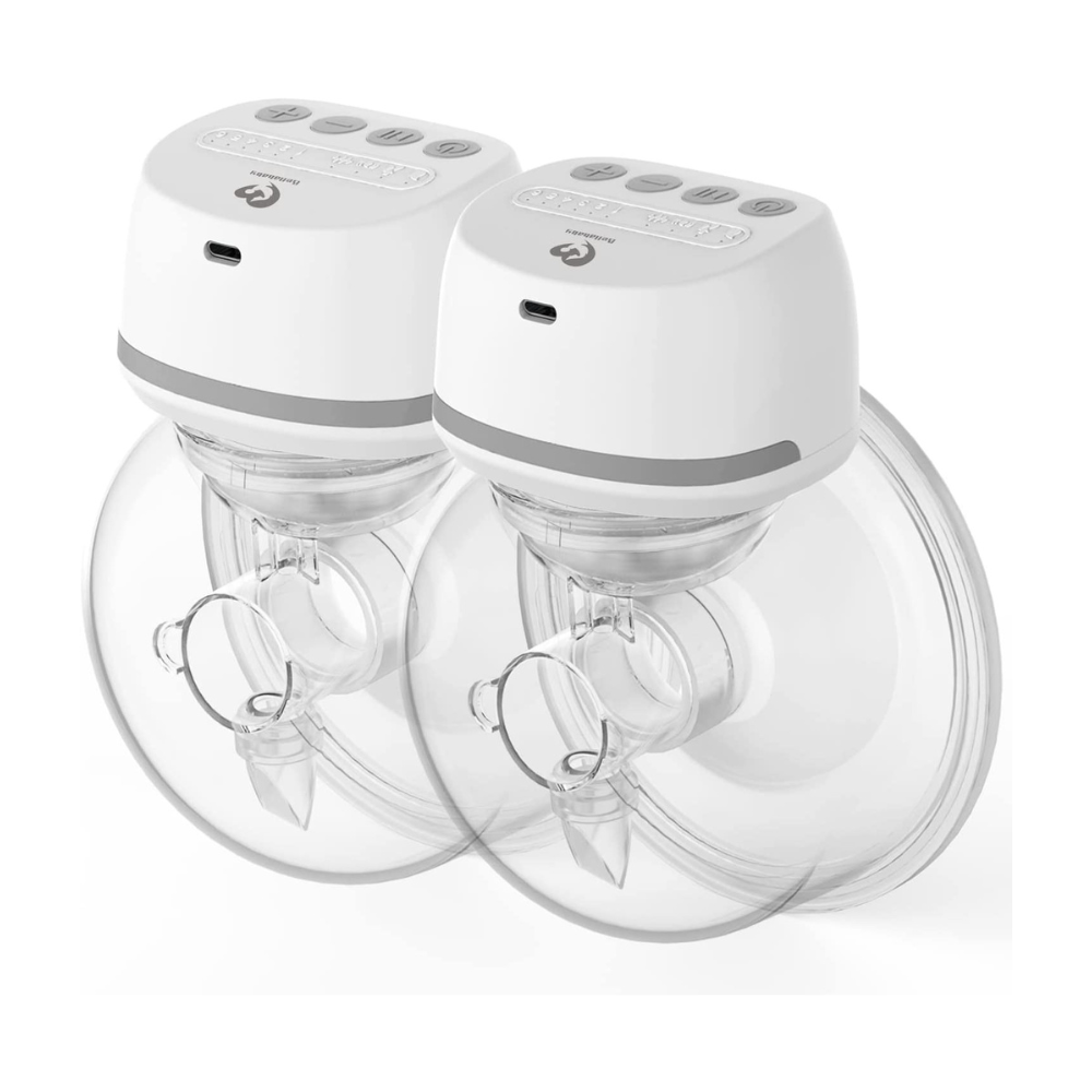  Bellababy Double Wearable Breast Pump (2 Pieces - Gray) Hands  Free, Low Noise and Painless, 4 Modes & 9 Suction Levels : Baby