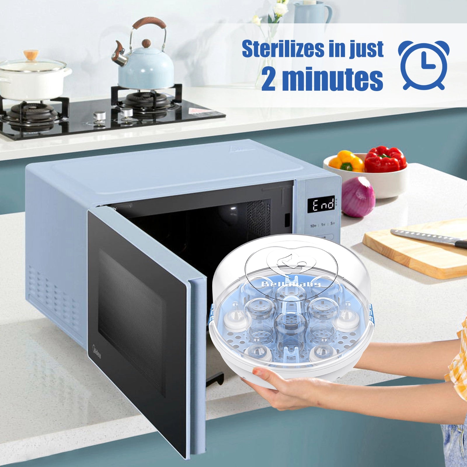 Put the microwave sterilizer in the microwave oven